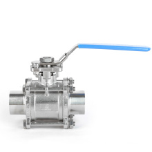 Food grade Sanitary Stainless Steel 304/316L Welded Three-piece High platform Ball Valve Butt Weld 3pc Non-retention Ball Valve